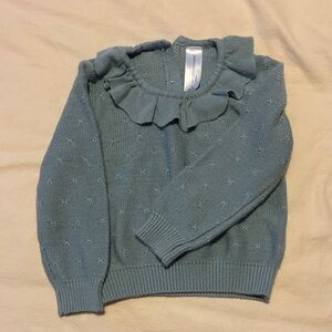 Ruffled Blue Sweater w/Peter Pan Collar 2T